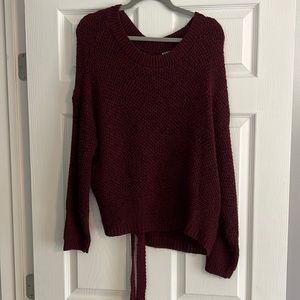 Express tie back sweater, maroon